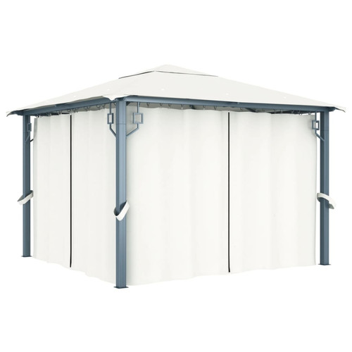 Vidaxl - vidaXL Tonnelle avec rideau 300x300 cm Crème Aluminium Vidaxl  - Abris et garages à petits prix Aménagement extérieur