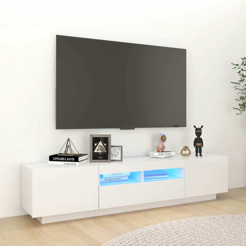 Vidaxl - vidaXL Meuble TV avec lumières LED Blanc brillant 180x35x40 cm Vidaxl  - Meuble blanc laqué Salon, salle à manger