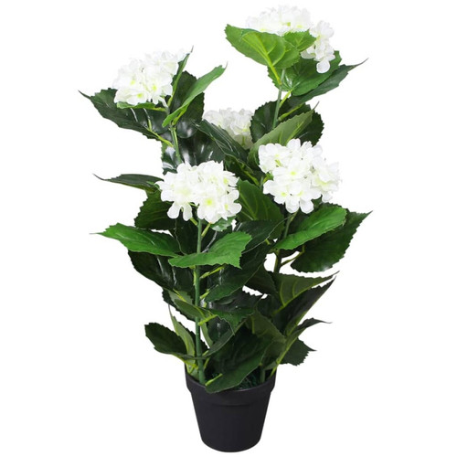 Vidaxl - vidaXL Plante hortensia artificielle avec pot 60 cm Blanc Vidaxl  - Fleurs hortensia