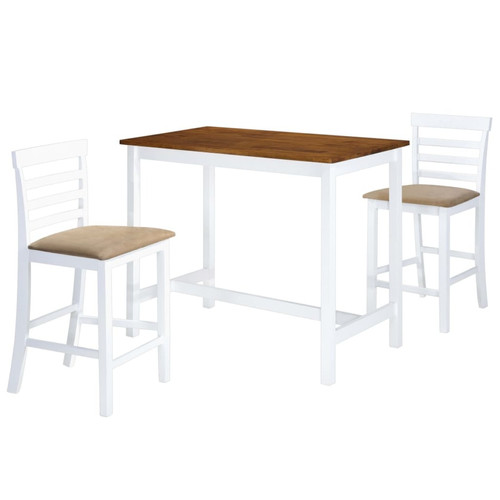 Vidaxl - vidaXL Table et chaises de bar 3 pcs Bois massif Marron et blanc Vidaxl  - Chaise bois blanc