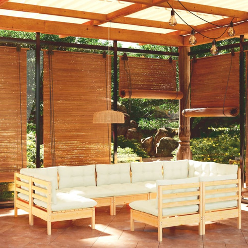 Vidaxl - vidaXL Salon de jardin 9 pcs avec coussins crème Bois de pin solide Vidaxl  - Chaises de jardin