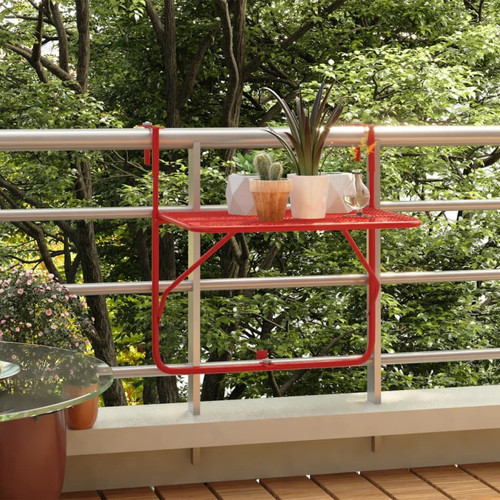 Tables de jardin Vidaxl vidaXL Table de balcon Rouge 60x40 cm Acier