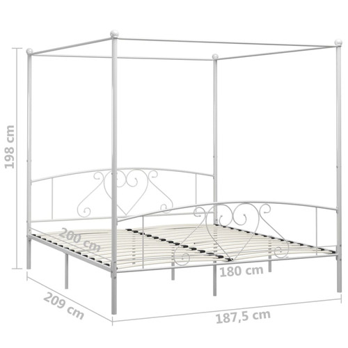 Lit enfant vidaXL Cadre de lit à baldaquin Blanc Métal 180 x 200 cm
