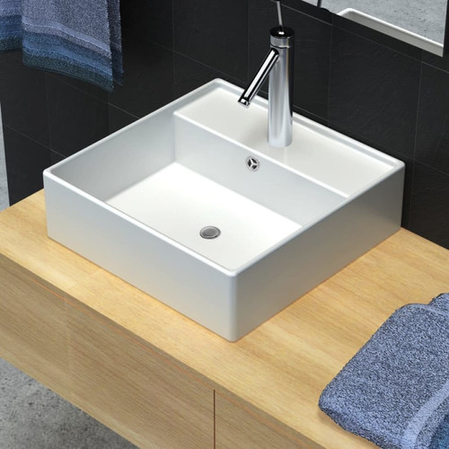 Vidaxl - vidaXL Luxueuse vasque céramique carrée avec trop plein 41 x 41 cm Vidaxl - Plomberie Salle de bain