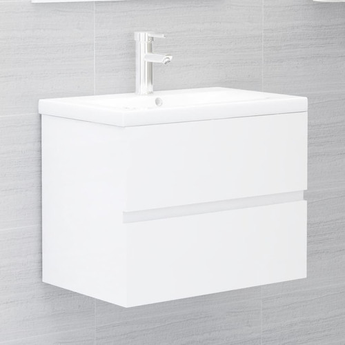Vidaxl - vidaXL Armoire d'évier Blanc brillant 60x38,5x45 cm Aggloméré Vidaxl  - Meubles de salle de bain