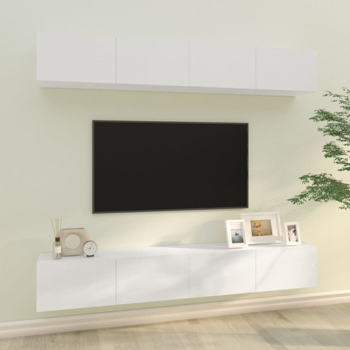 Vidaxl - vidaXL Meubles TV muraux 4 pcs Blanc brillant 100x30x30 cm Vidaxl  - Marchand Vidaxl