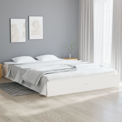 Vidaxl - vidaXL Cadre de lit blanc bois massif 160x200 cm Vidaxl  - Chambre et literie Maison
