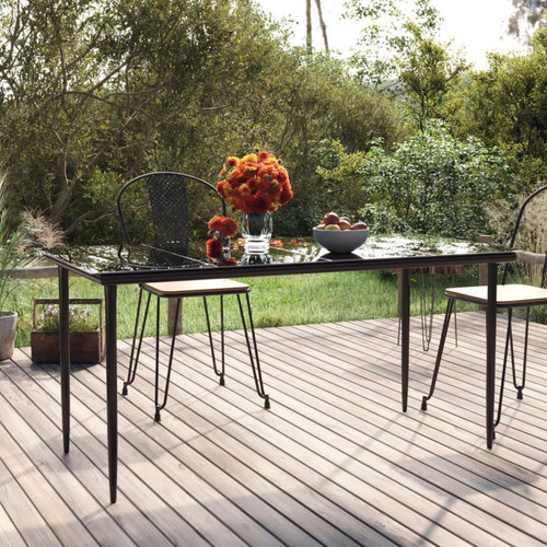 Vidaxl - vidaXL Table à dîner de jardin Noir 160x80x74 cm Acier et verre trempé Vidaxl  - Tables de jardin