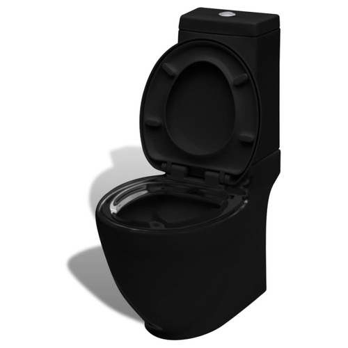 WC vidaXL Ensemble de toilette et bidet sur pied Noir Céramique