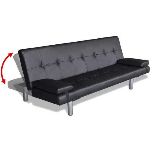 Vidaxl vidaXL Canapé-lit réglable avec deux oreillers Similicuir Noir