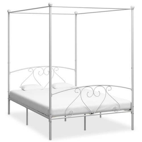 Lit enfant Vidaxl vidaXL Cadre de lit à baldaquin Blanc Métal 160 x 200 cm