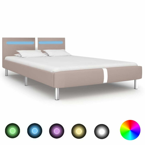 Vidaxl - vidaXL Cadre de lit avec LED Cappuccino Similicuir 140 x 200 cm Vidaxl  - Chambre Enfant