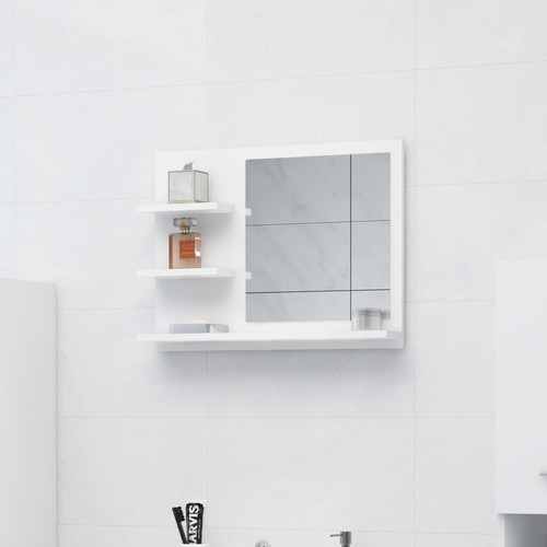 Vidaxl - vidaXL Miroir de salle de bain Blanc 60x10,5x45 cm Aggloméré Vidaxl  - meuble bas salle de bain Gris ceruse et blanc
