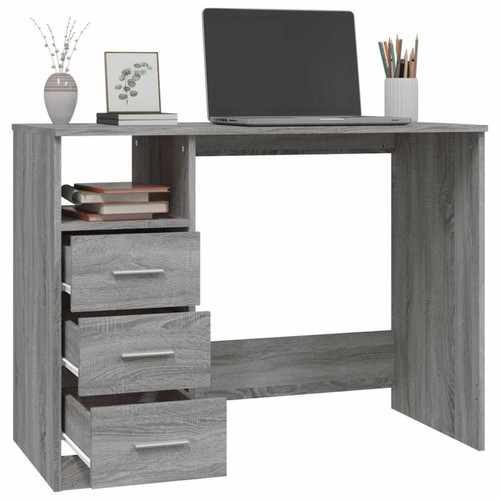 Bureau et table enfant vidaXL Bureau avec tiroirs Sonoma gris 102x50x76 cm Bois d'ingénierie