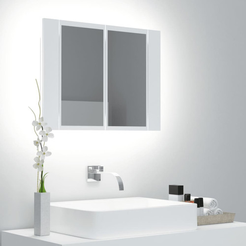 Vidaxl - vidaXL Armoire salle de bain à miroir LED Blanc 60x12x45 cm Acrylique - meuble bas salle de bain Blanc