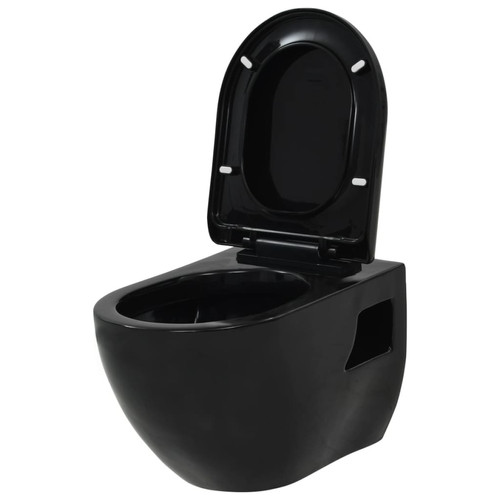 Vidaxl vidaXL Toilette suspendue au mur avec réservoir caché Céramique Noir