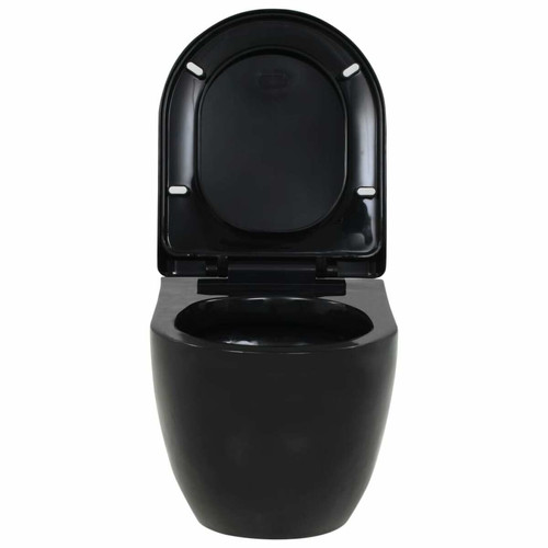 WC vidaXL Toilette suspendue au mur avec réservoir caché Céramique Noir