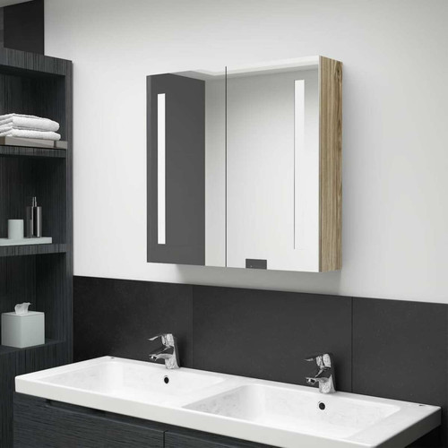 Vidaxl - vidaXL Armoire de salle de bain à miroir LED Chêne 62x14x60 cm Vidaxl  - meuble bas salle de bain