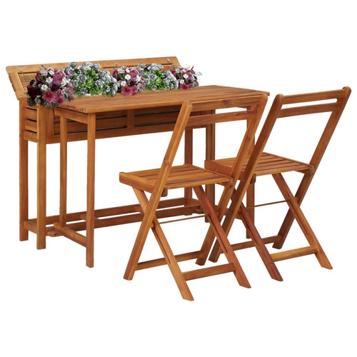 Vidaxl - vidaXL Table à jardinière et 2 chaises de bistro bois d'acacia massif Jardin Vidaxl  - Jardin