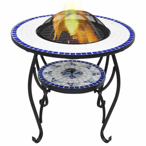 Vidaxl - vidaXL Table de foyer mosaïque Bleu et blanc 68 cm Céramique Vidaxl  - Cheminées Vidaxl