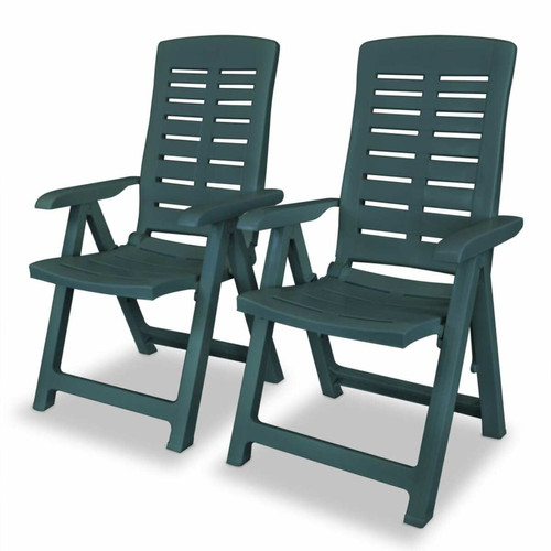 Vidaxl - vidaXL 2 pcs Chaises inclinables de jardin Plastique Vert Vidaxl  - Chaise de jardin plastique vert