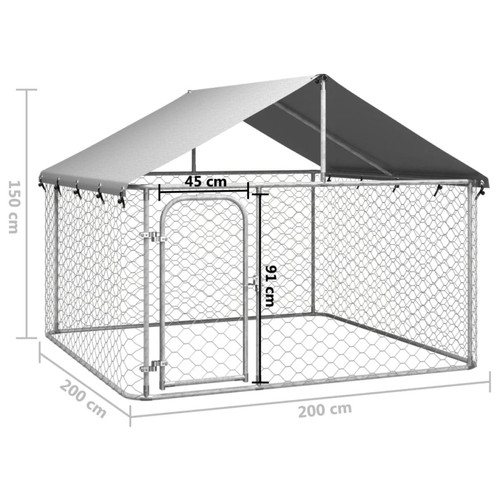 Clôture pour chien vidaXL Chenil extérieur avec toit 200x200x150 cm
