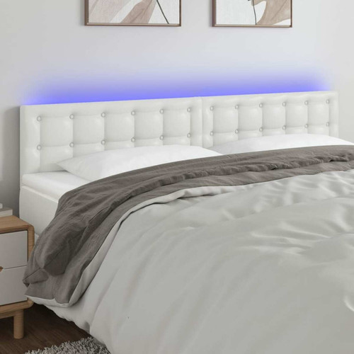Têtes de lit Vidaxl vidaXL Tête de lit à LED Blanc 200x5x78/88 cm Similicuir