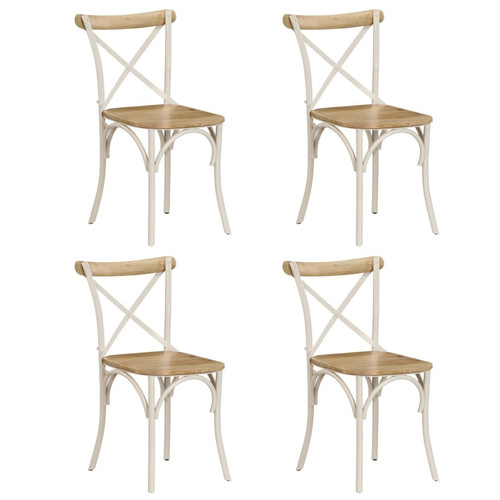 Vidaxl - vidaXL Chaises à dossier croisé lot de 4 blanc bois de manguier massif Vidaxl  - Lot de 4 chaises Chaises