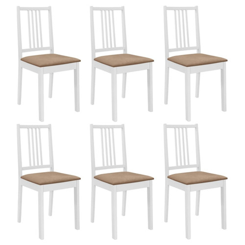 Vidaxl - vidaXL Chaises à manger avec coussins lot de 6 blanc bois solide Vidaxl  - Chaise écolier Chaises