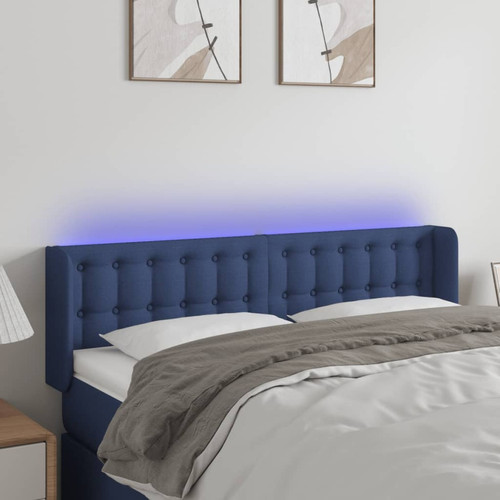 Vidaxl - vidaXL Tête de lit à LED Bleu 147x16x78/88 cm Tissu Vidaxl  - Literie