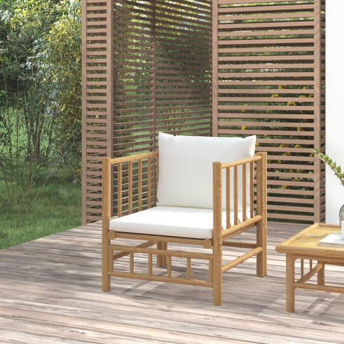 Vidaxl - vidaXL Canapé de jardin avec coussins blanc crème bambou Vidaxl  - Salon de Jardin Mobilier de jardin
