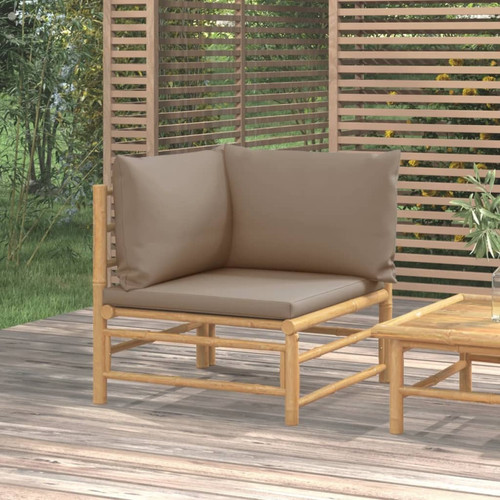 Vidaxl - vidaXL Canapé d'angle de jardin avec coussins taupe bambou Vidaxl  - Ensembles canapés et fauteuils