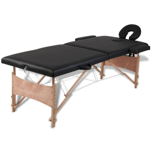 Vidaxl - vidaXL Table de massage pliable Noir 2 zones avec cadre en bois Vidaxl  - Appareil massage dos Soin du corps
