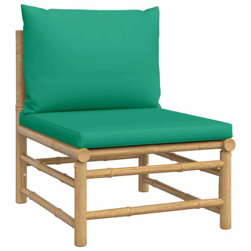 Chaises de jardin vidaXL Salon de jardin 10 pcs avec coussins vert bambou