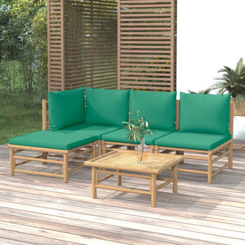Vidaxl - vidaXL Salon de jardin 5 pcs avec coussins vert bambou Vidaxl  - Jardin