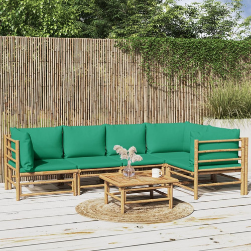 Chaises de jardin Vidaxl vidaXL Salon de jardin 6 pcs avec coussins vert bambou