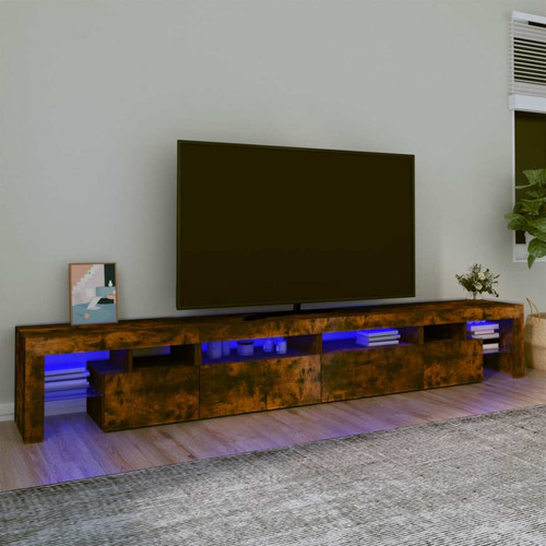 Vidaxl - vidaXL Meuble TV avec lumières LED Chêne fumé 260x36,5x40 cm Vidaxl  - Marchand Vidaxl