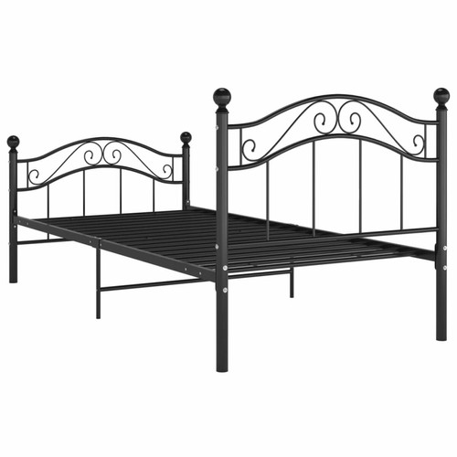 Lit enfant vidaXL Cadre de lit Noir Métal 90x200 cm