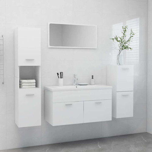 Vidaxl - vidaXL Ensemble de meubles de salle de bain Blanc Aggloméré Vidaxl  - Meubles de salle de bain