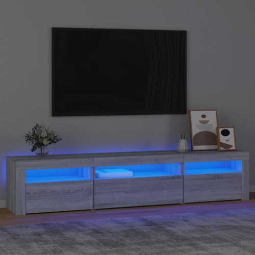 Vidaxl - vidaXL Meuble TV avec lumières LED Sonoma gris 195x35x40 cm Vidaxl  - Meubles TV, Hi-Fi