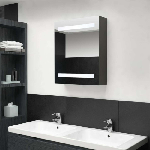 Vidaxl - vidaXL Armoire de salle de bain à miroir LED anthracite 50x14x60 cm Vidaxl  - meuble bas salle de bain Gris et blanc