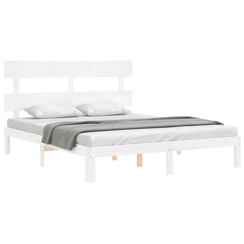 Vidaxl vidaXL Cadre de lit avec tête de lit blanc 160x200 cm bois massif