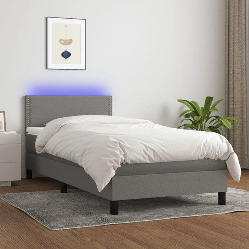 Vidaxl - vidaXL Sommier à lattes de lit avec matelas et LED Gris foncé 90x200cm Vidaxl  - Maison Gris