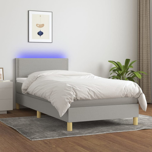 Vidaxl - vidaXL Sommier à lattes de lit avec matelas et LED Gris clair 90x200cm Vidaxl  - Marchand Vidaxl