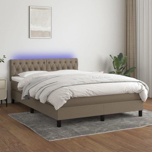 Vidaxl - vidaXL Sommier à lattes de lit avec matelas LED Taupe 140x200 cm Tissu Vidaxl  - Literie