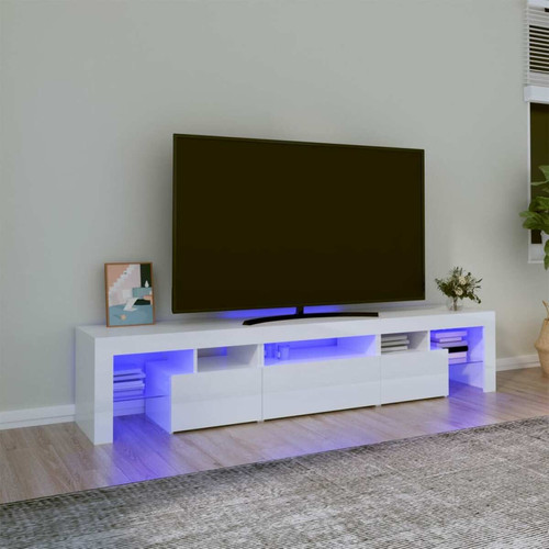 Vidaxl - vidaXL Meuble TV avec lumières LED Blanc brillant 200x36,5x40 cm Vidaxl  - Salon, salle à manger