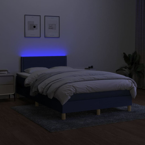 Vidaxl vidaXL Sommier à lattes de lit avec matelas LED Bleu 120x200 cm Tissu