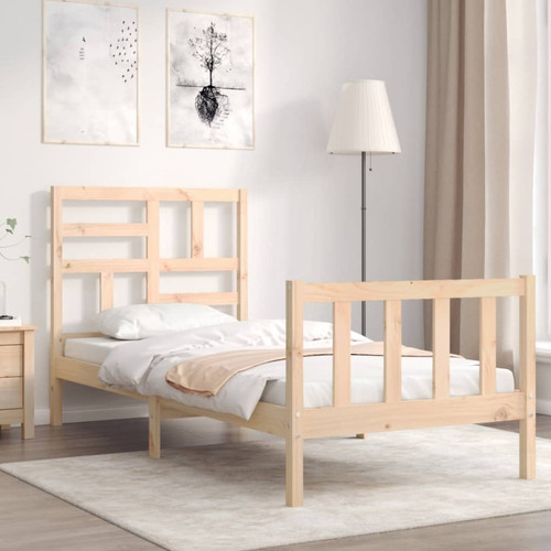 Vidaxl - vidaXL Cadre de lit avec tête de lit 90x200 cm bois massif Vidaxl  - Chambre Enfant