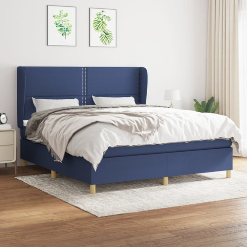 Vidaxl - vidaXL Sommier à lattes de lit avec matelas Bleu 160x200 cm Tissu Vidaxl  - Cadres de lit