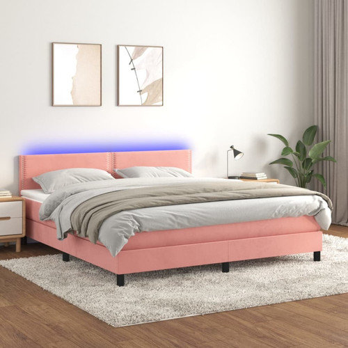 Vidaxl - vidaXL Sommier à lattes de lit avec matelas LED Rose 160x200 cm Vidaxl  - Literie